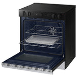Samsung 30-in Glass Top 5 burners 6.3-cu ft Air Fry Convection Oven Slide-In Electric Range ( Stainless Steel )