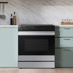 Samsung Bespoke 30-in Glass Top 5 burners 6.3-cu ft Air Fry Convection Oven Slide-In Electric Range ( Stainless steel )