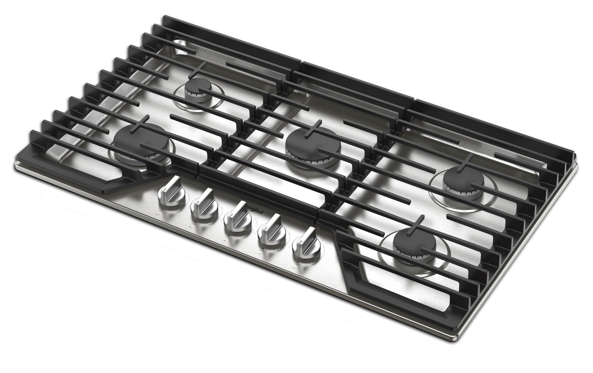 Whirlpool 36-in 5 burners Stainless steel Gas Cooktop