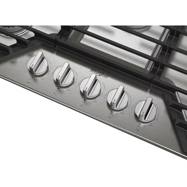 Whirlpool 36-in 5 burners Stainless Steel Gas Cooktop, WCGK5036PS/00, Retail: $1,249.00, FINAL PRICE: $579.99 + TAX