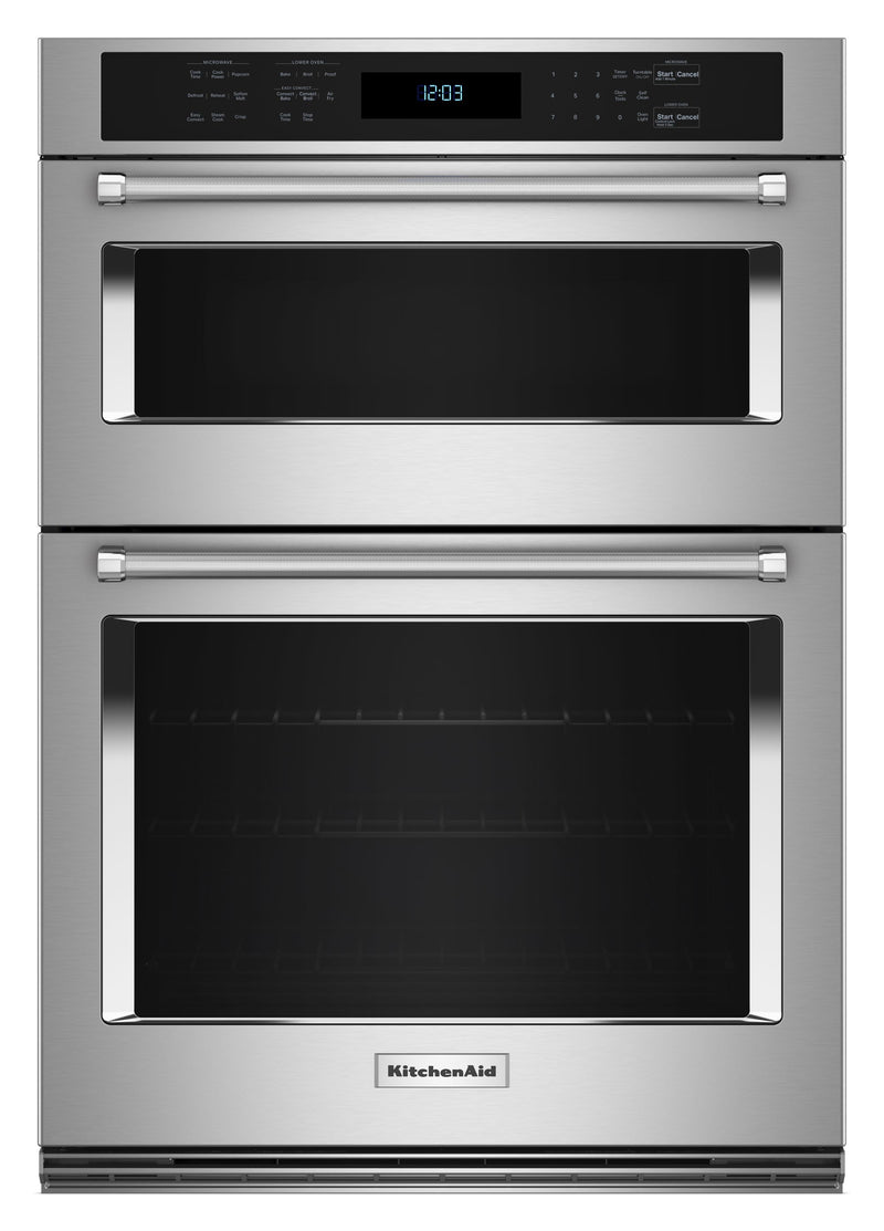 KitchenAid 30-in Self-cleaning Air Fry Microwave Wall Oven Combo (Stainless Steel), KOEC530PSS, Retail: $4,699.00