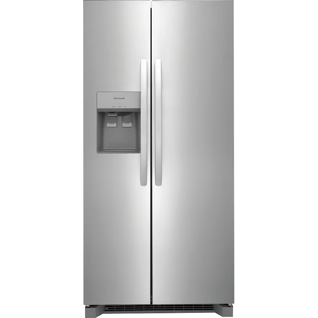 Frigidaire 22.3-cu ft Standard-Depth 33-in Side-by-Side Refrigerator with Ice Maker + Water and Ice Dispenser (Stainless Steel), FRSS2323AS *JR2512, Retail: $1,399.00, FINAL PRICE: $699.99 + TAX