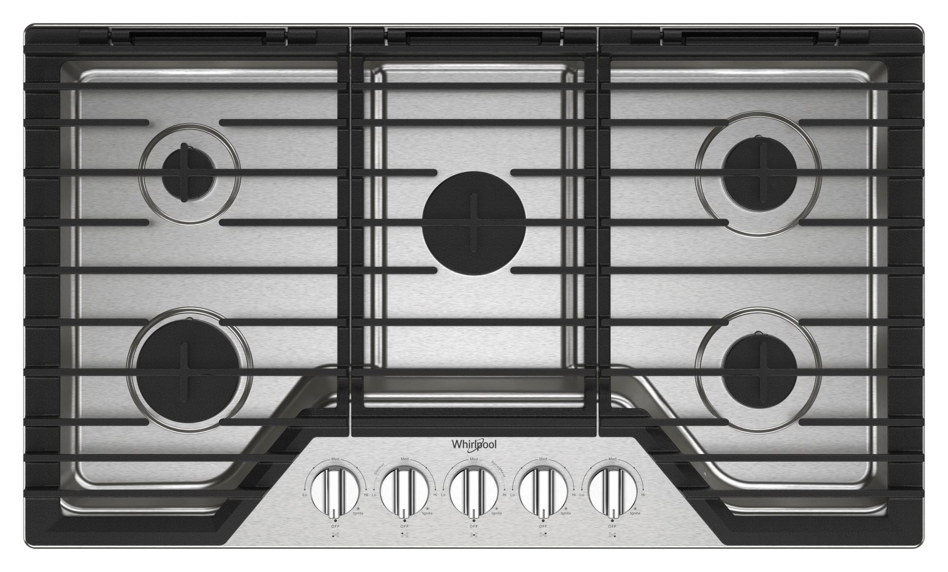 Whirlpool 36-in 5 burners Stainless steel Gas Cooktop