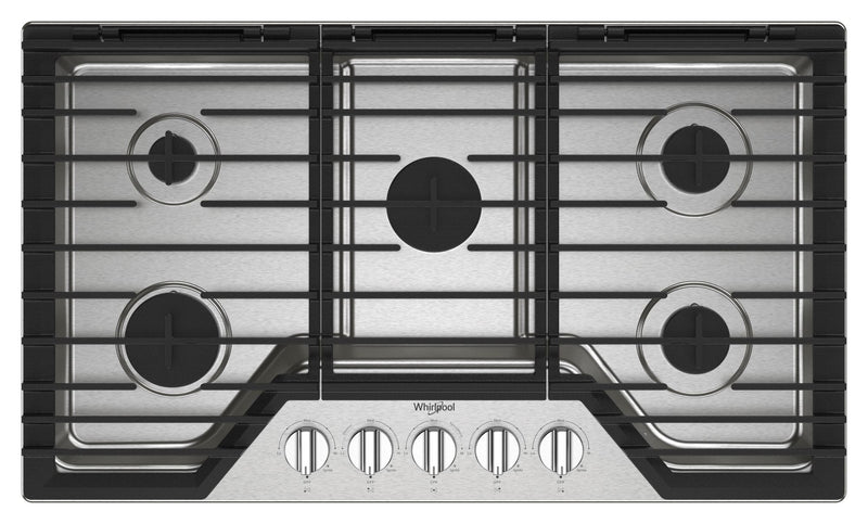 Whirlpool 36-in 5 burners Stainless steel Gas Cooktop