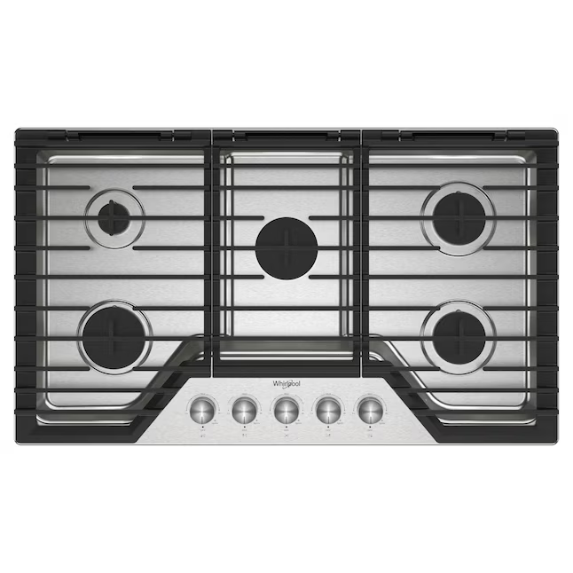 Whirlpool 36-in 5 burners Stainless Steel Gas Cooktop, WCGK7036PS/00 *JR2510, Retail: $1,449.00, FINAL PRICE: $699.99 + TAX