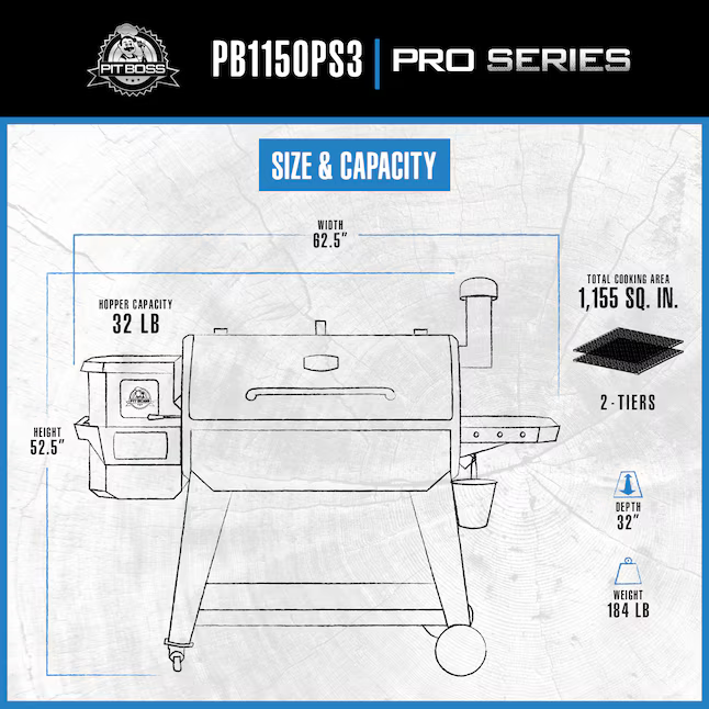 Pit Boss Pro Series V3 1150-Sq. in Grey Pellet Grill with Smart Compatibility, PB1150PS3 *JR2509, Retail: $699.00, FINAL PRICE: $399.99 + TAX
