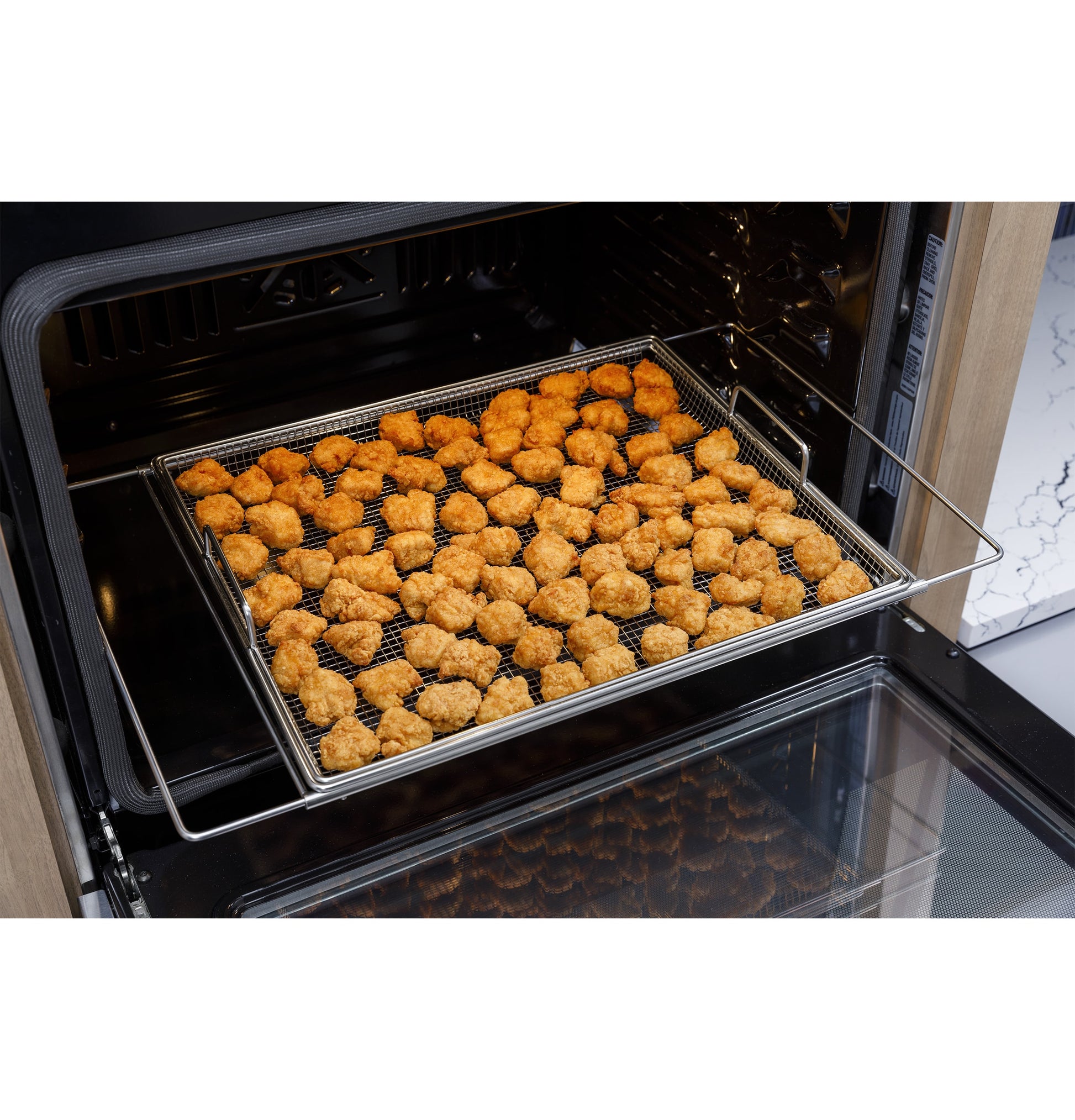 GE 27 inch Double Electric Wall Oven with Air Fry Self + Steam Cleaning ( Black )