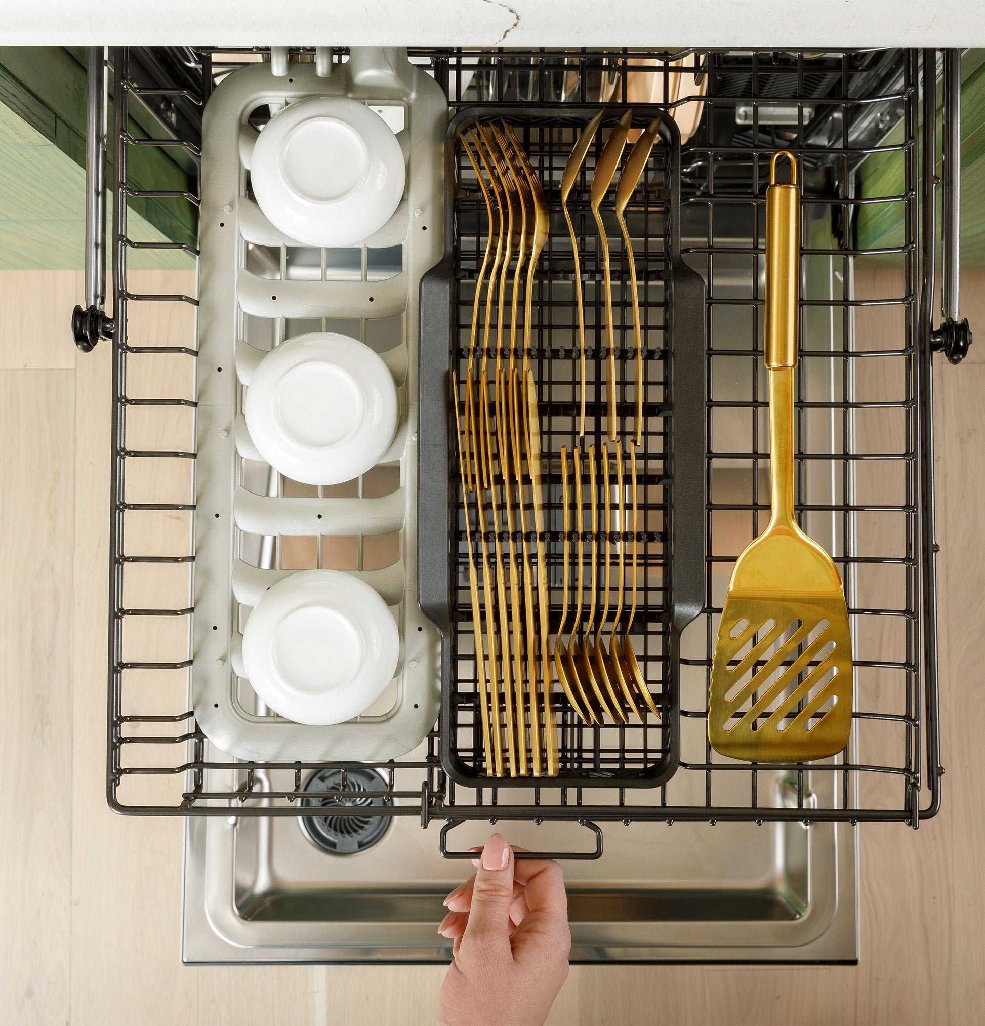 Cafe 24-in Top Control Built-in Dishwasher ( Stainless Steel with Brushed Stainless Handles ) With Third Rack,