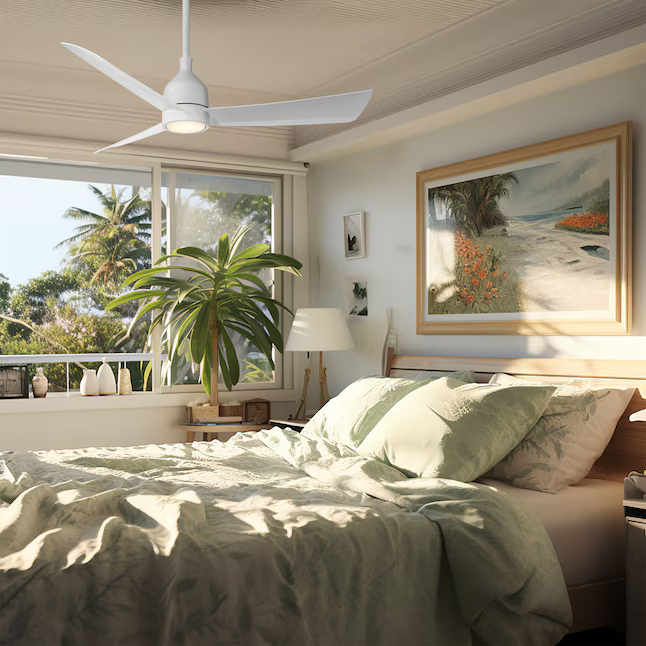 Minka Ceiling Fan Co. Lake Shore 52-in Integrated LED Outdoor White with Flat White Blades Ceiling Fan With Light - Remote Included (3-Blade), 84055  #4063087 *JR2509, Retail: $249.98, FINAL PRICE: $149.99 + TAX