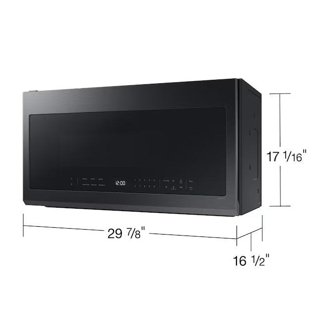 Samsung 2.1-cu ft Over-the-Range Microwave with Sensor Cooking (Matte Black Steel), ME21DG6300MT, MSRP: $509.00, FINAL PRICE: $299.99