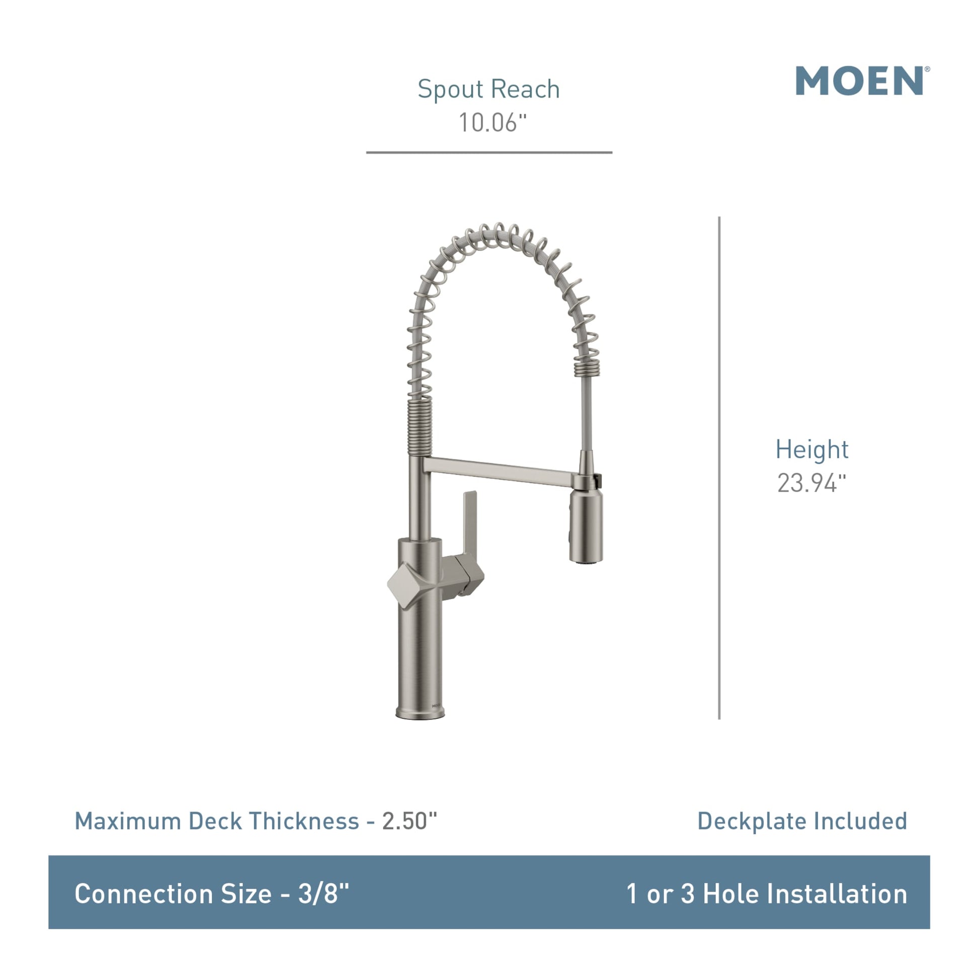 Moen Joric Matte Black Single Handle Deck-mount Pull-down Kitchen Faucet with Sprayer (Includes Deck Plate)