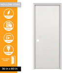 RELIABILT 36-in x 80-in Hollow Core Flush Left Hand Hardboard Single Prehung Interior Door