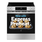 GE Crisp Mode 30-in Glass Top 5 burners 5.3-cu ft Slide-In Electric Range ( Stainless Steel )