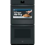 GE 27 inch Double Electric Wall Oven with Air Fry Self + Steam Cleaning ( Black )