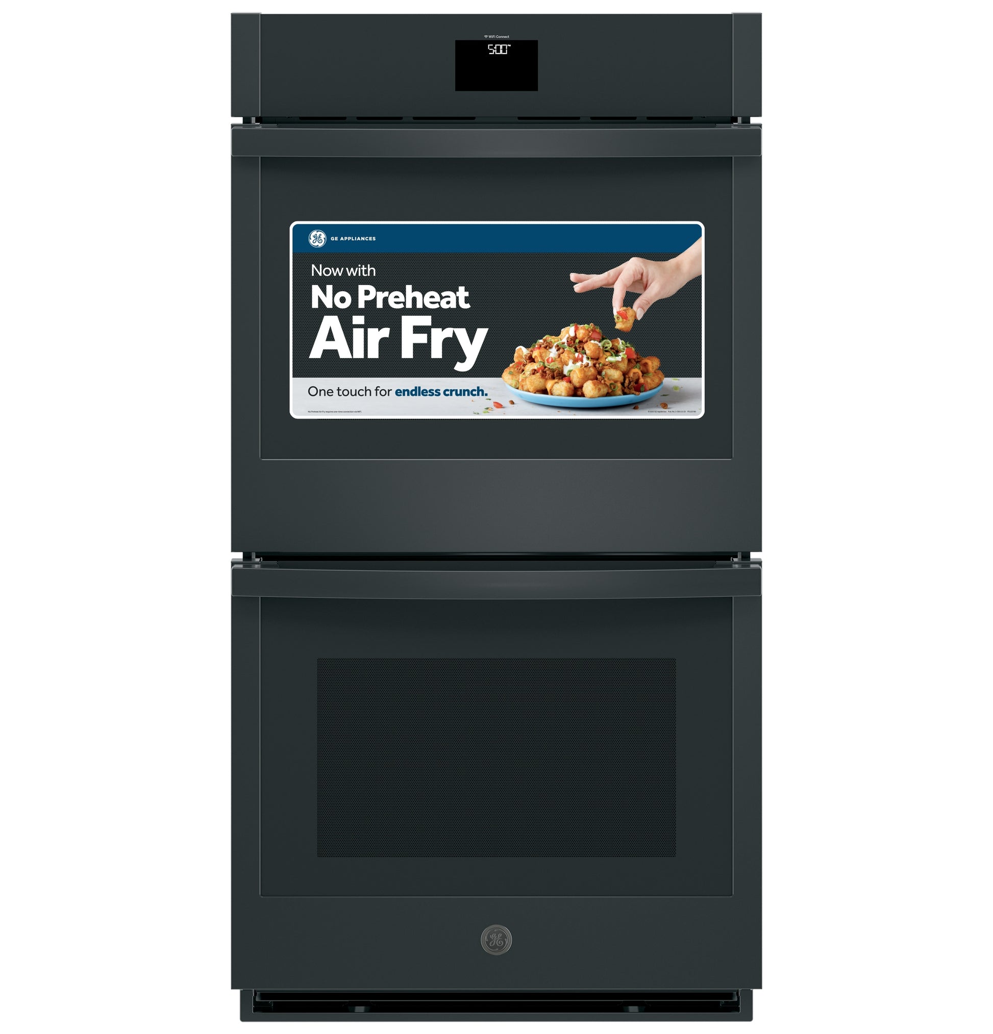 GE 27 inch Double Electric Wall Oven with Air Fry Self + Steam Cleaning ( Black )