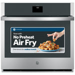 GE 30 inch Single Electric Wall Oven with Air Fry True Convection and Self + Steam Cleaning ( Stainless Steel )