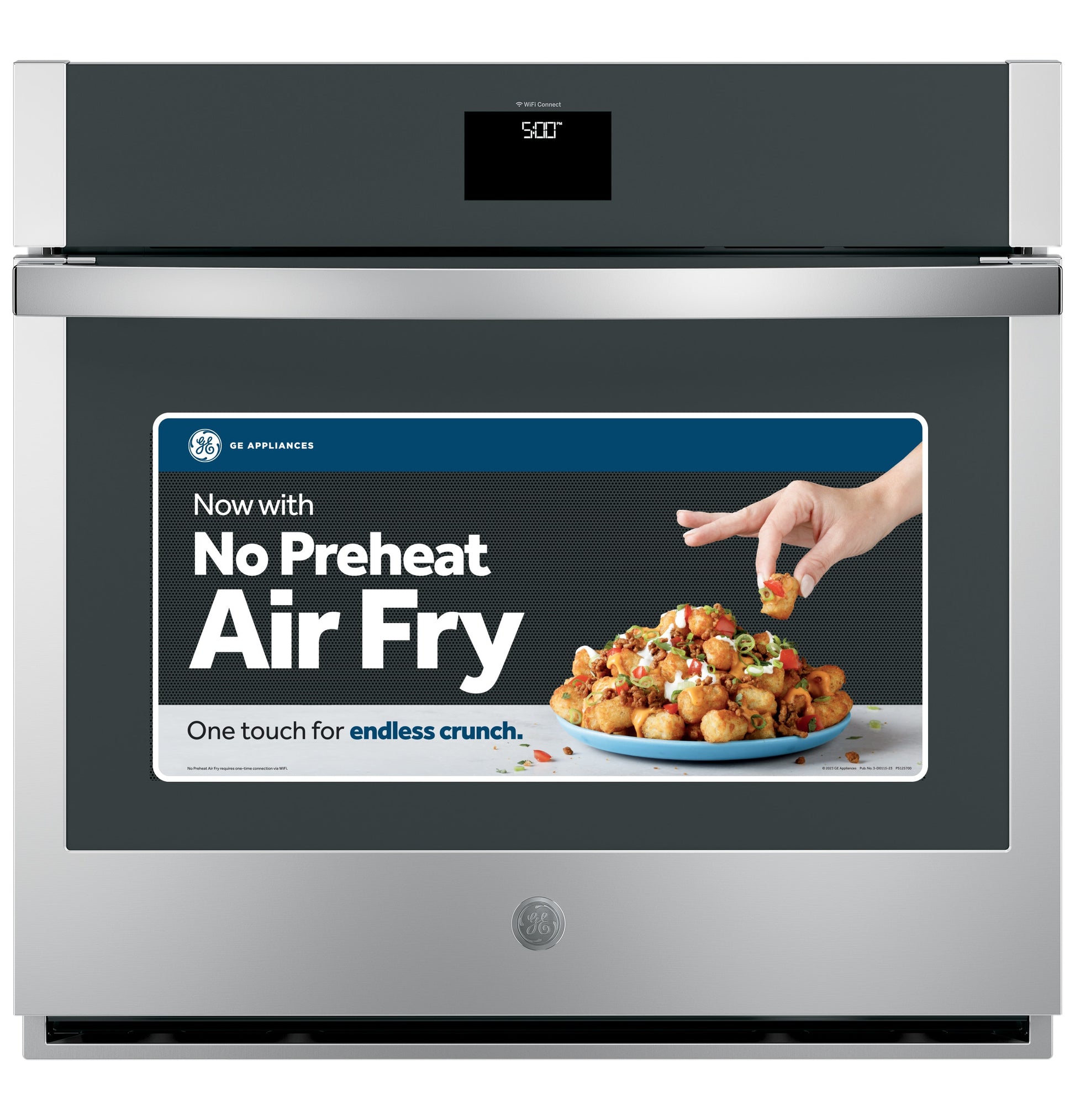 GE 30 inch Single Electric Wall Oven with Air Fry True Convection and Self + Steam Cleaning ( Stainless Steel )