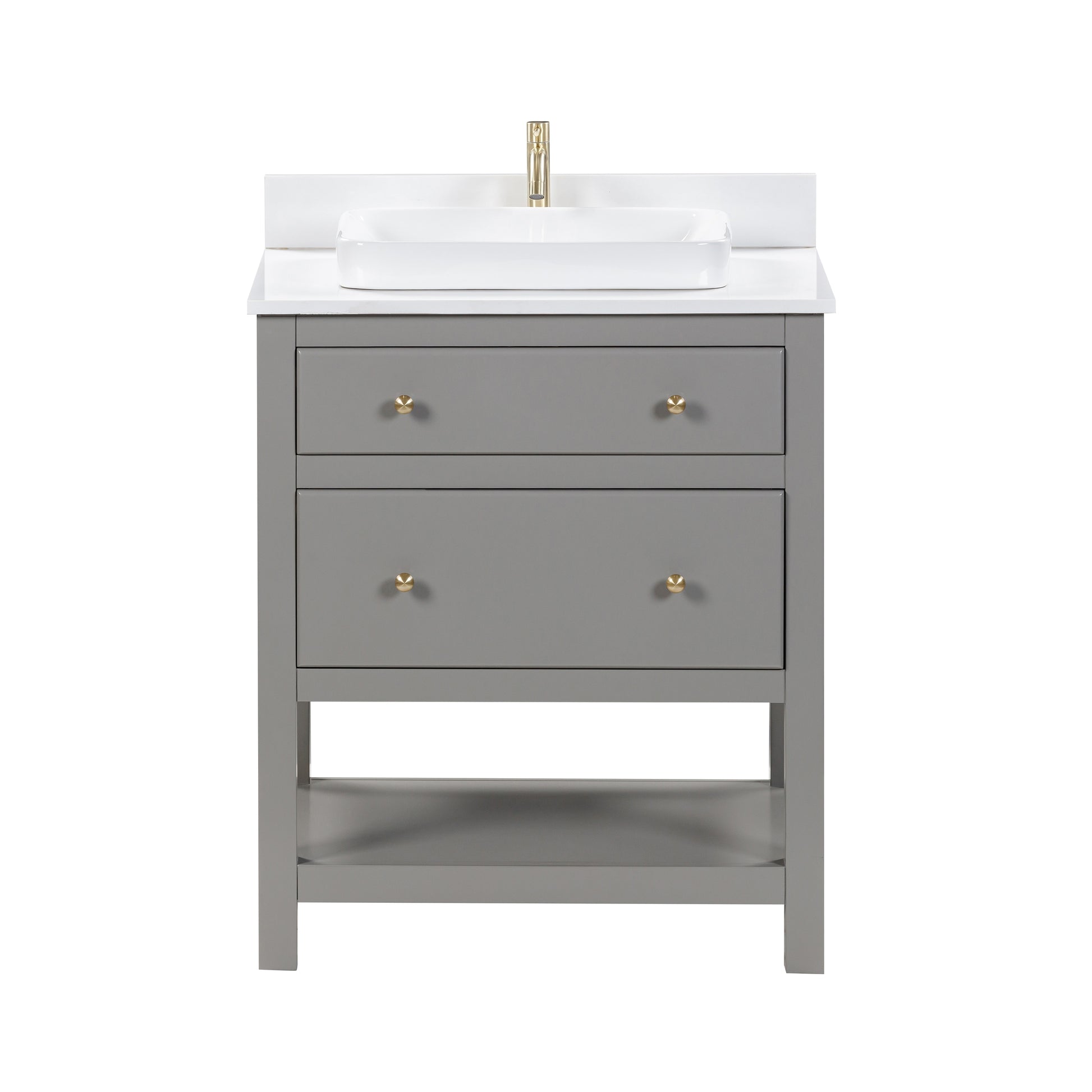 Origin 21 Beal 30-in Gauntlet Gray Semi-recessed Single Sink Bathroom Vanity with White Engineered Stone Top (Fully Assembled), L22097-VS30-GG, FINAL PRICE: $599.99