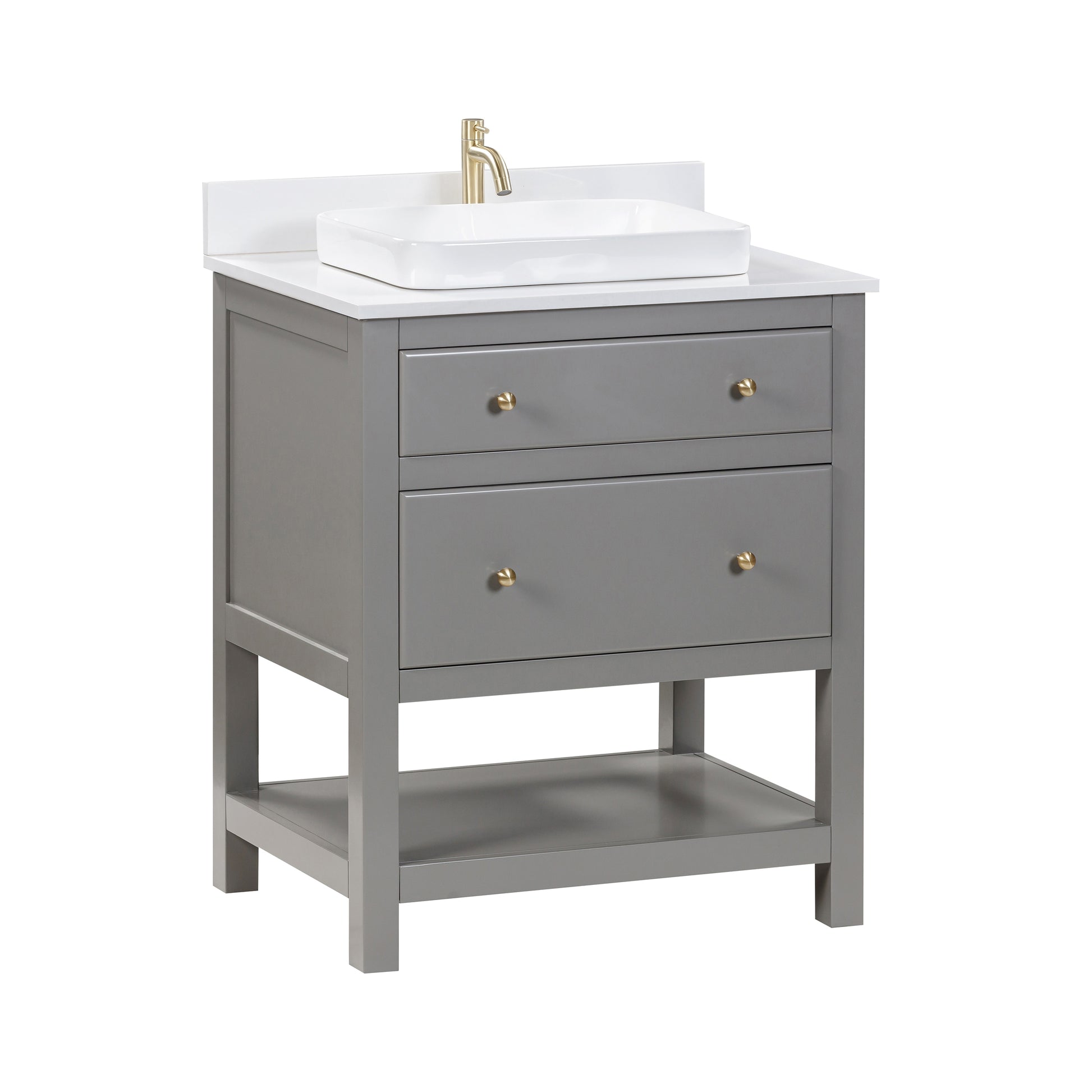 Origin 21 Beal 30-in Gauntlet Gray Semi-recessed Single Sink Bathroom Vanity with White Engineered Stone Top (Fully Assembled), L22097-VS30-GG, FINAL PRICE: $599.99