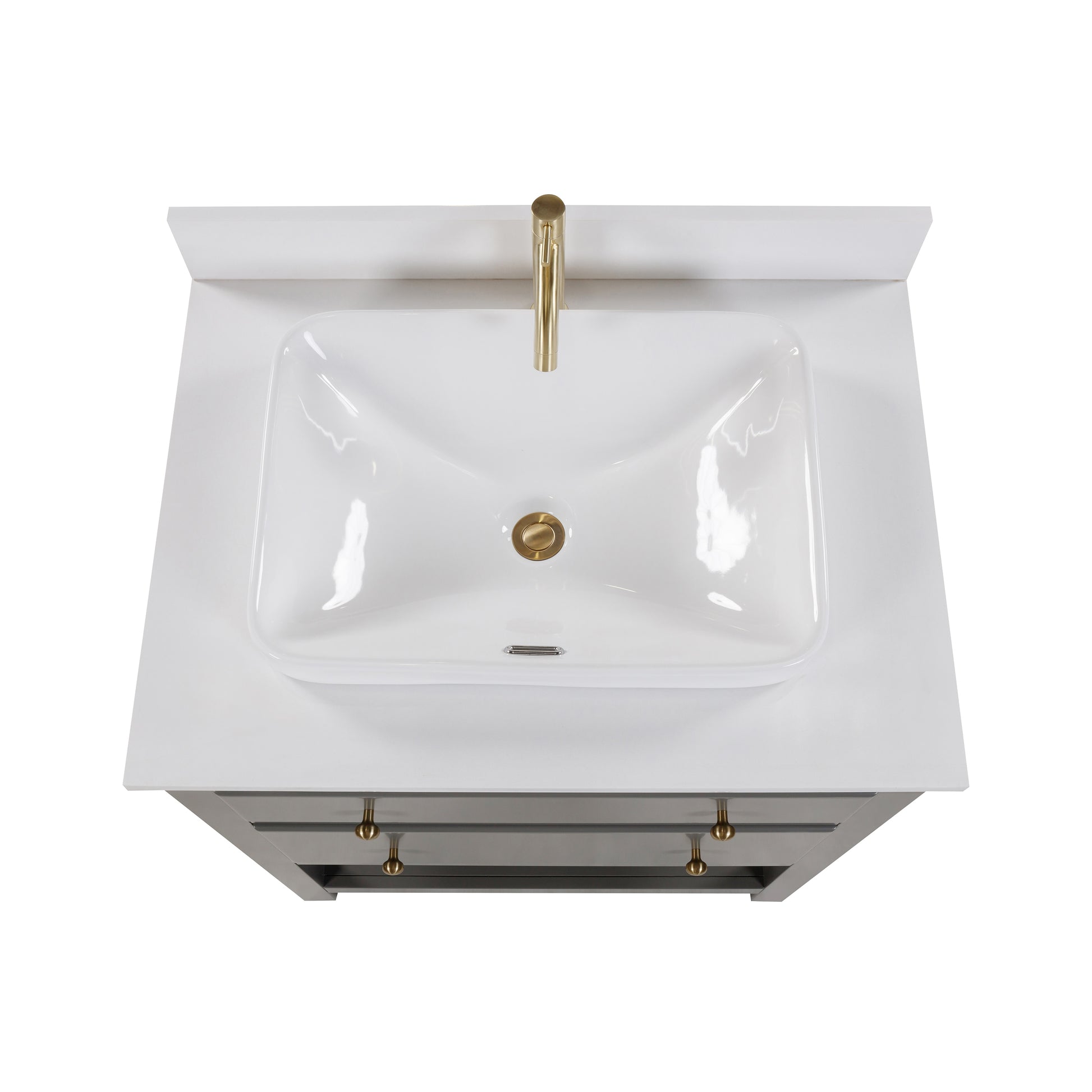 Origin 21 Beal 30-in Gauntlet Gray Semi-recessed Single Sink Bathroom Vanity with White Engineered Stone Top (Fully Assembled), L22097-VS30-GG, FINAL PRICE: $599.99