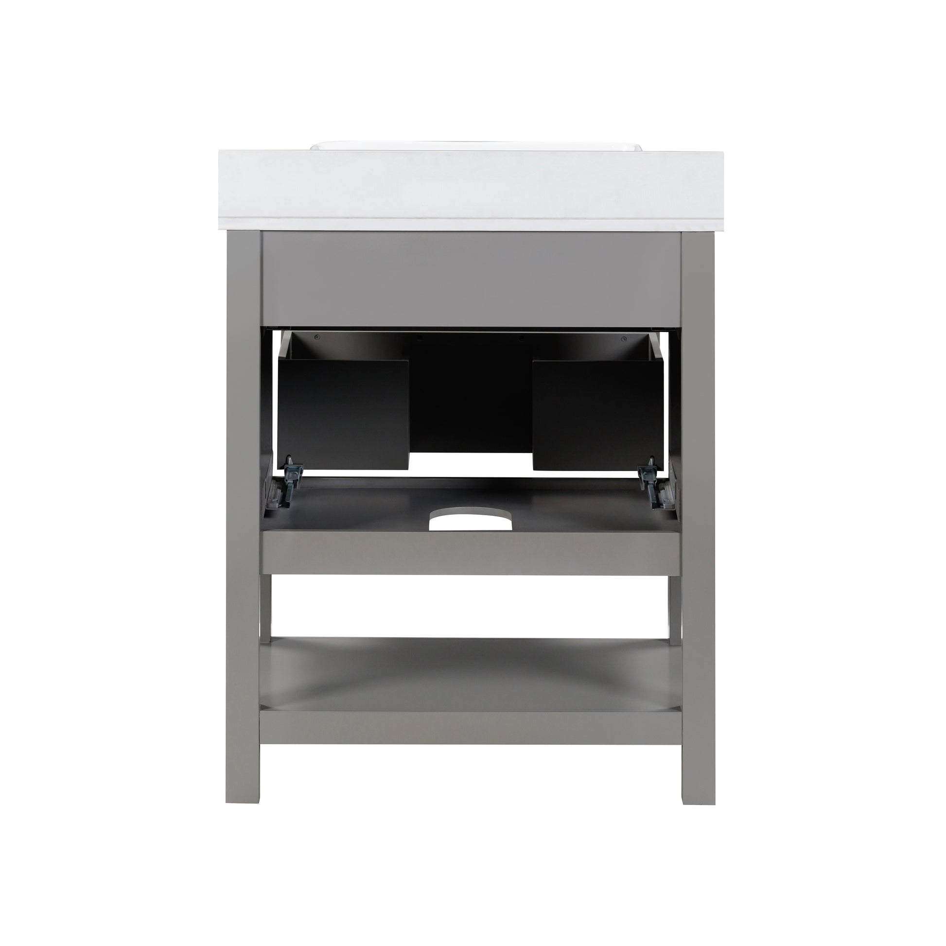 Origin 21 Beal 30-in Gauntlet Gray Semi-recessed Single Sink Bathroom Vanity with White Engineered Stone Top (Fully Assembled), L22097-VS30-GG, FINAL PRICE: $599.99