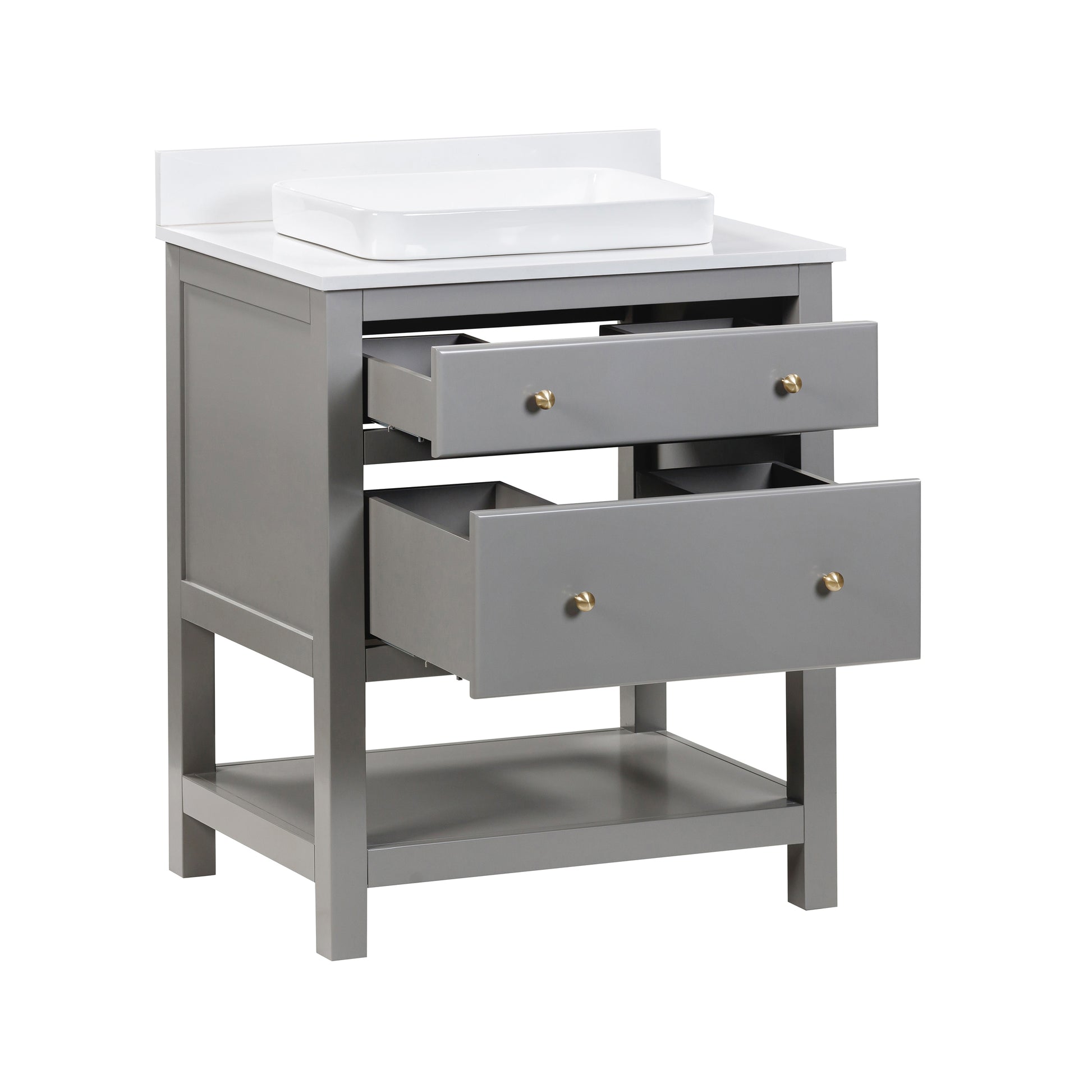 Origin 21 Beal 30-in Gauntlet Gray Semi-recessed Single Sink Bathroom Vanity with White Engineered Stone Top (Fully Assembled), L22097-VS30-GG, FINAL PRICE: $599.99