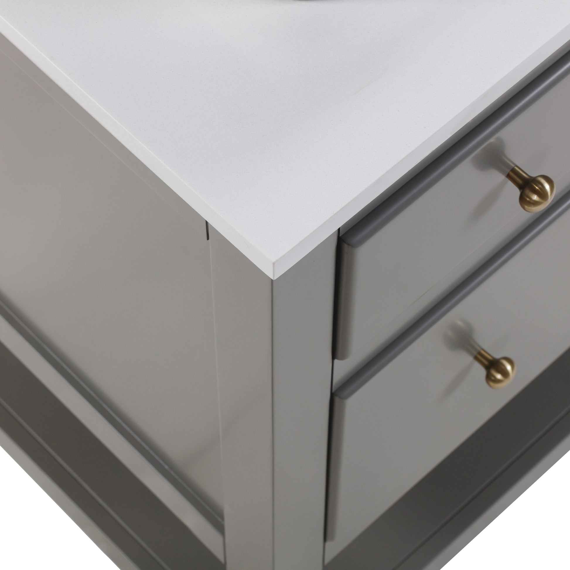 Origin 21 Beal 30-in Gauntlet Gray Semi-recessed Single Sink Bathroom Vanity with White Engineered Stone Top (Fully Assembled), L22097-VS30-GG, FINAL PRICE: $599.99