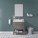 Origin 21 Beal 30-in Gauntlet Gray Semi-recessed Single Sink Bathroom Vanity with White Engineered Stone Top (Fully Assembled), L22097-VS30-GG, FINAL PRICE: $599.99