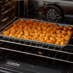 GE EasyWash Oven Tray 30-in Glass Top 5 burners 5.3-cu ft Air Fry Convection Oven Freestanding Electric Range ( Stainless Steel )