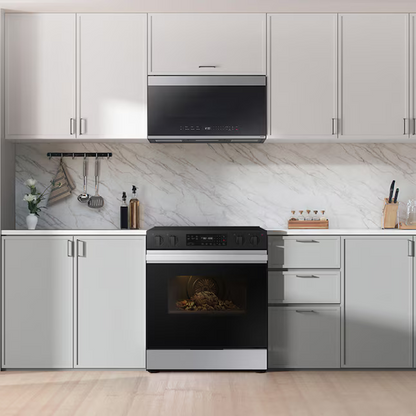 Samsung Bespoke 30 in. 6.3 cu. ft. 5 Burner Element Smart Slide-In Electric Range with Precision Knobs in Stainless Steel, NSE6DG8100SR/AA *BD