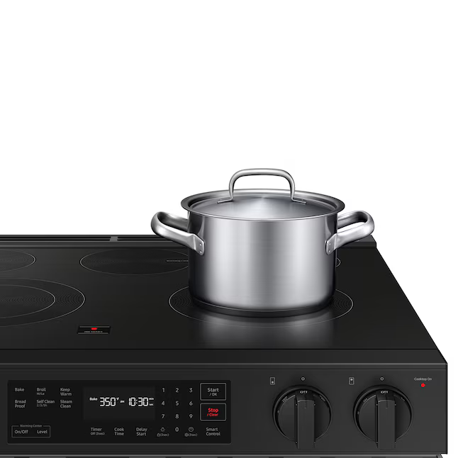 Samsung Bespoke 30 in. 6.3 cu. ft. 5 Burner Element Smart Slide-In Electric Range with Precision Knobs in Stainless Steel, NSE6DG8100SR/AA *BD