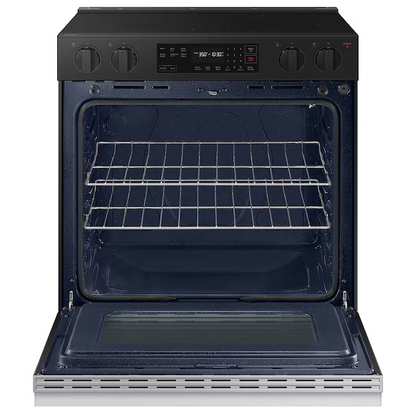 Samsung Bespoke 30 in. 6.3 cu. ft. 5 Burner Element Smart Slide-In Electric Range with Precision Knobs in Stainless Steel, NSE6DG8100SR/AA *BD
