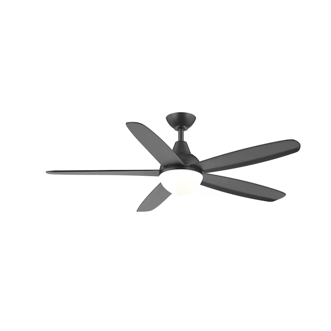 Minka Ceiling Fan Co. Orbic 52-in Color-Changing Integrated LED Smart Matte Black with Matte Black Blades Ceiling Fan With Light - Remote Included (5-Blade), 84120  #5971310 *JR2509, Retail: $219.98, FINAL PRICE: $99.99 + TAX