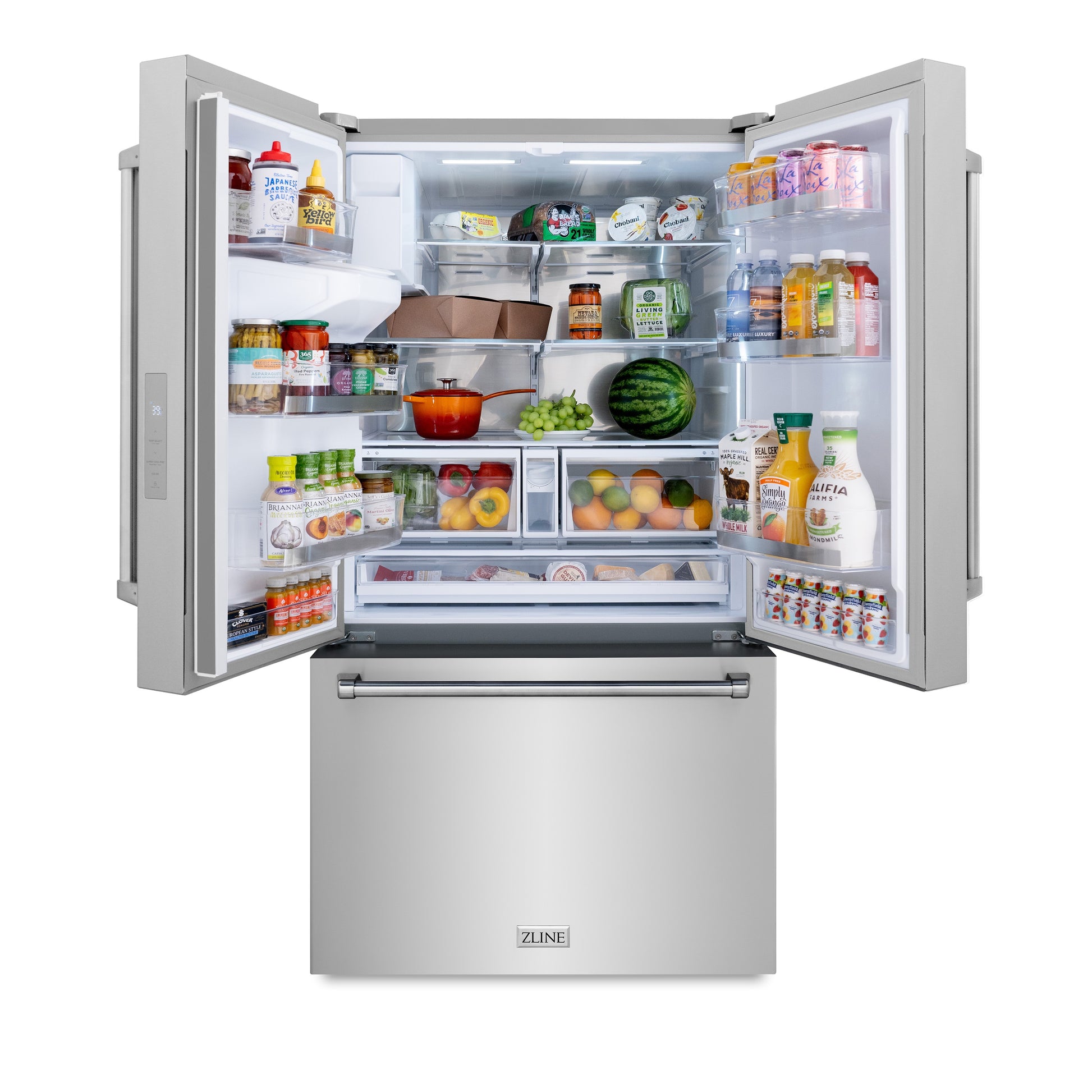 ZLINE KITCHEN & BATH Standard-Depth 28.9-cu ft 3 -Door 36-in Wide with Dual Ice Maker ( Stainless Steel with Stainless Steel Handle ) ENERGY STAR Certified