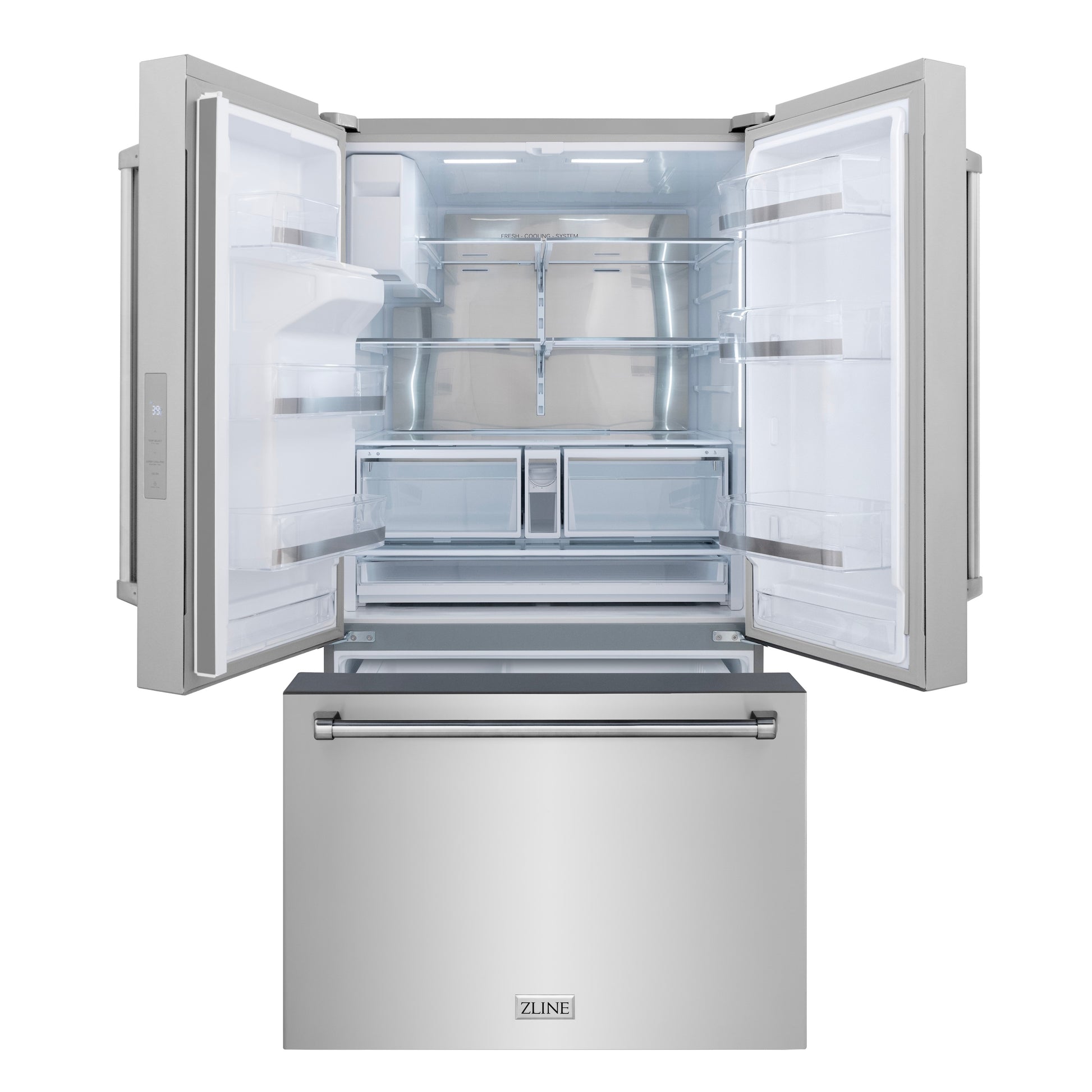 ZLINE KITCHEN & BATH Standard-Depth 28.9-cu ft 3 -Door 36-in Wide with Dual Ice Maker ( Stainless Steel with Stainless Steel Handle ) ENERGY STAR Certified