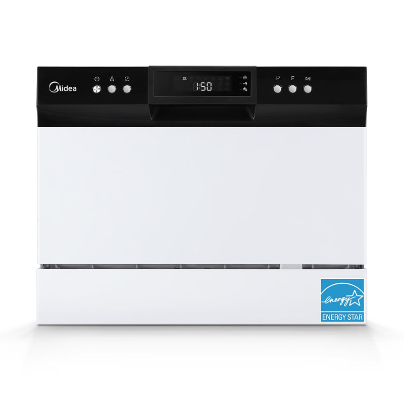 Midea 22-in Portable Countertop dishwasher ( White ) 6 Place Settings with Condensation Dry 52-Decibel Standard Sound Level