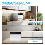 Midea 22-in Portable Countertop dishwasher ( White ) 6 Place Settings with Condensation Dry 52-Decibel Standard Sound Level