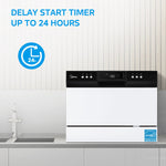 Midea 22-in Portable Countertop dishwasher ( White ) 6 Place Settings with Condensation Dry 52-Decibel Standard Sound Level