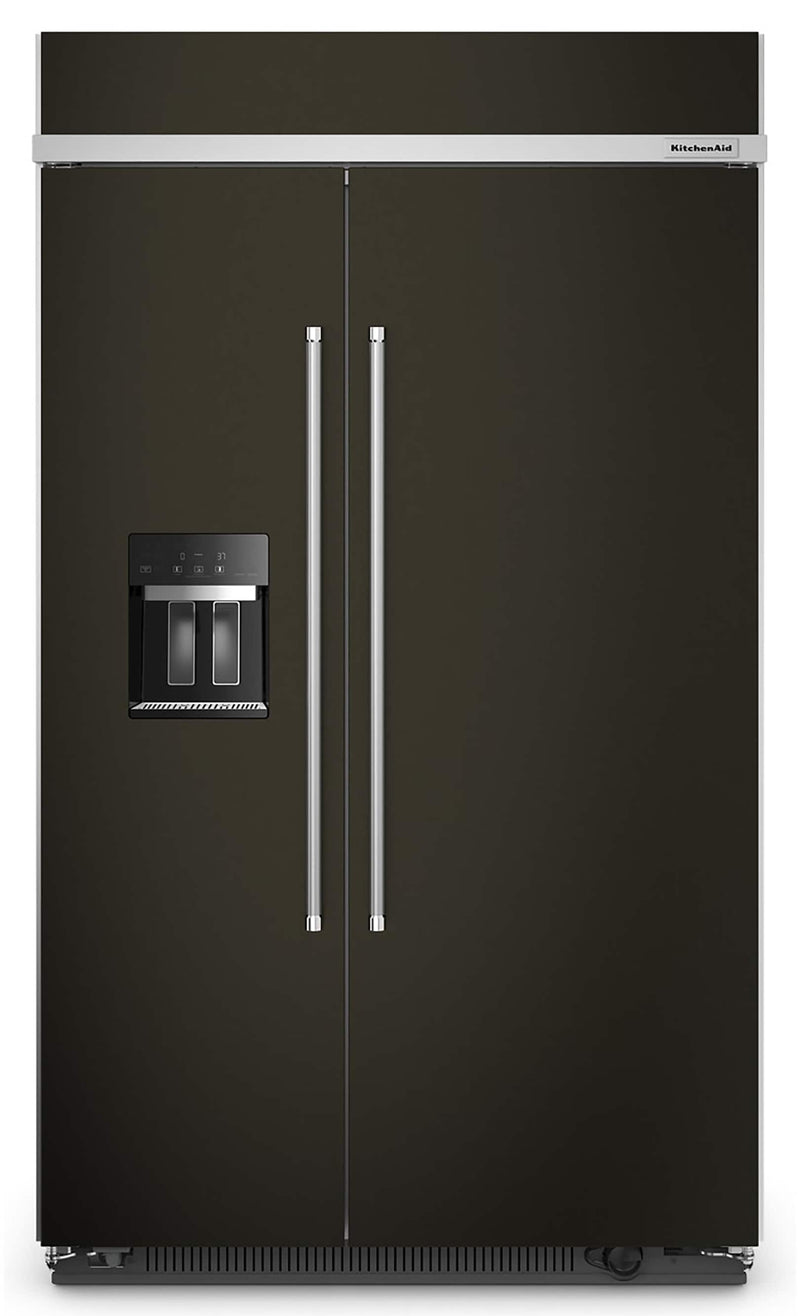 KitchenAid 25.1-cu ft Counter-Depth 41-in Wide Side-by-Side Refrigerator Built-In ,Water and Ice Dispenser ( Black Stainless Steel