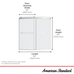 American Standard Elevate Brushed Nickel 58-in to 58-1/2-in W x 59.96-Inches H Framed Sliding Soft Close Bathtub door, AM00837400.295, 3492068, JR2202