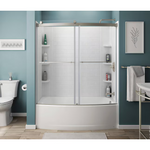 American Standard Elevate Brushed Nickel 58-in to 58-1/2-in W x 59.96-Inches H Framed Sliding Soft Close Bathtub door, AM00837400.295, 3492068, JR2202