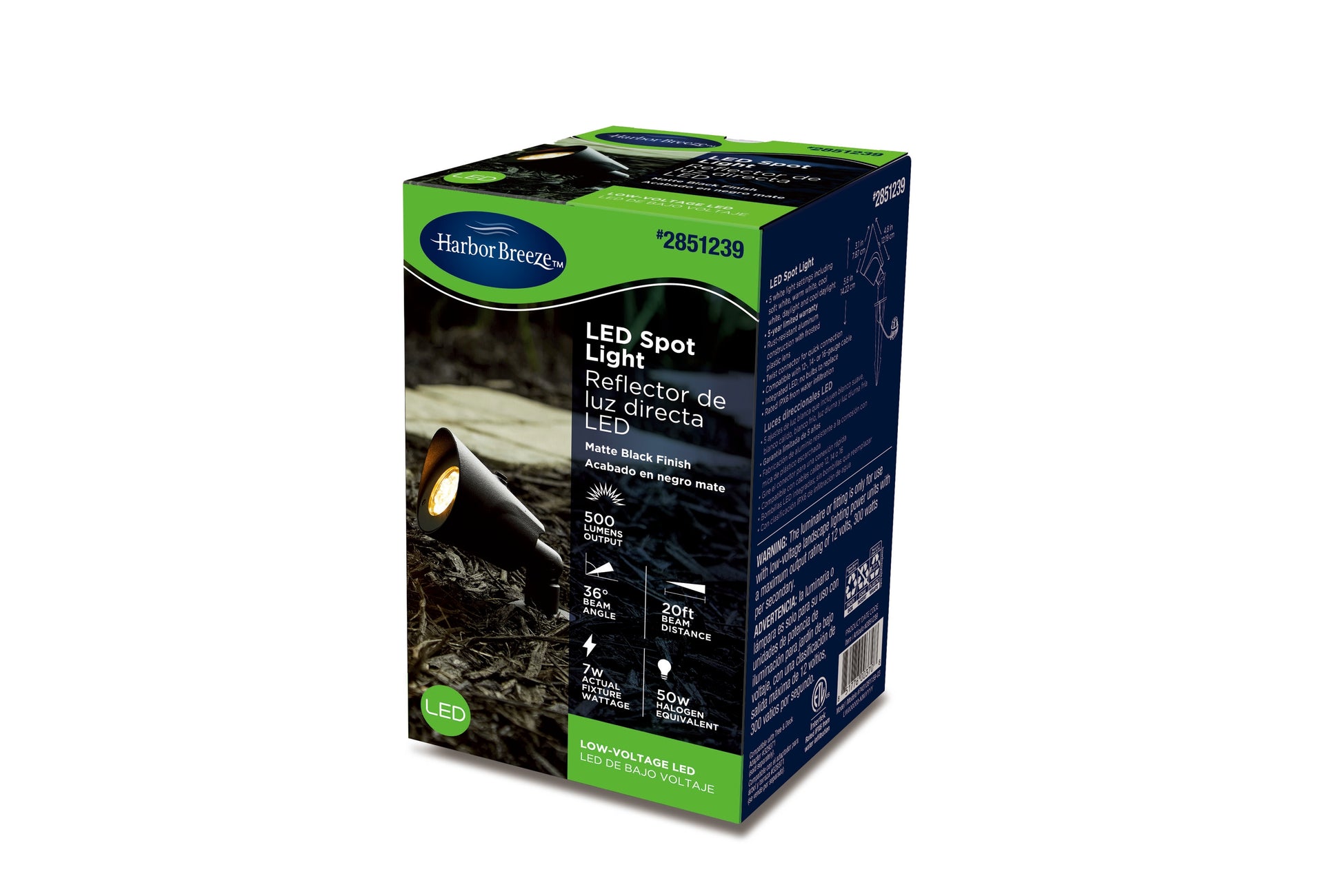 Harbor Breeze 500 -Lumens 7 -Watt Black Low voltage Hardwired LED Spot light, RETAIL: $39.98, FINAL PRICE: $19.99 + TAX