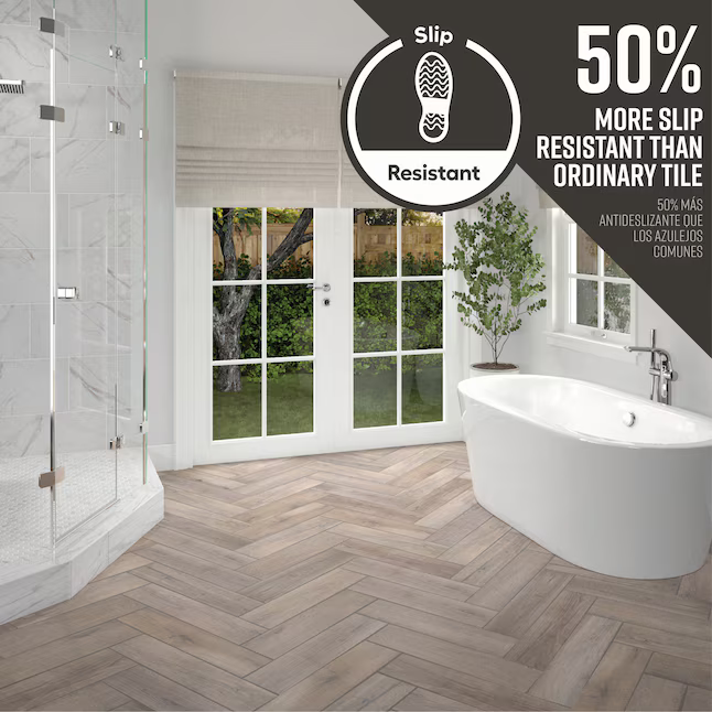STAINMASTER Ferndale Oak 6-in x 24-in Matte Porcelain Wood Look Floor and Wall Tile, 8 mm, 15 pcs, 50.40 lbs, 15 sf, SM43624XTMTLW  #918693  *JR2510, Retail: $1.99/sf, $29.85/box, FINAL PRICE: $1.29/sf, $19.35/bx + TAX
