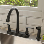 Project Source Laural Matte Black Double Handle Deck-mount Kitchen Faucet (Includes Side Sprayer), RETAIL: $99.00, FINAL PRICE: $54.99 + TAX