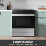 Samsung Bespoke 30-in Glass Top 5 burners 6.3-cu ft Air Fry Convection Oven Slide-In Electric Range ( Stainless steel )