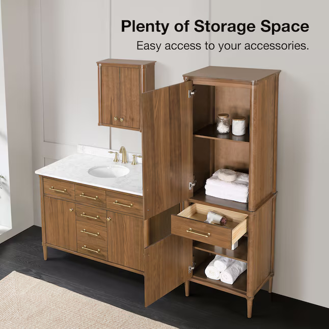 Alpine Reserve Rian 24-in x 72-in x 16-in Golden Walnut Wood Freestanding Soft Close Linen Cabinet, RIAN SU-WW  #5288438 *HD2510, Retail: $1,898.00, FINAL PRICE: $449.99 + TAX