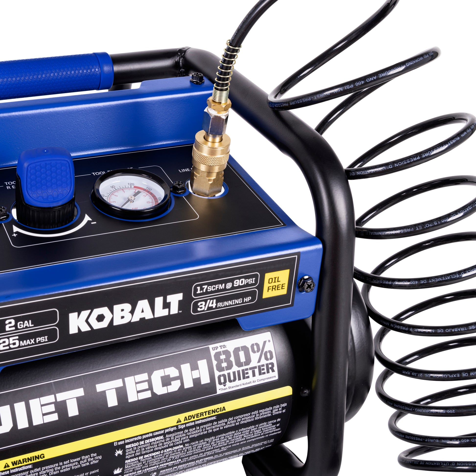 Kobalt QUIET TECH 2-Gallon Portable Electric 125 PSI Hot dog Air Compressor
