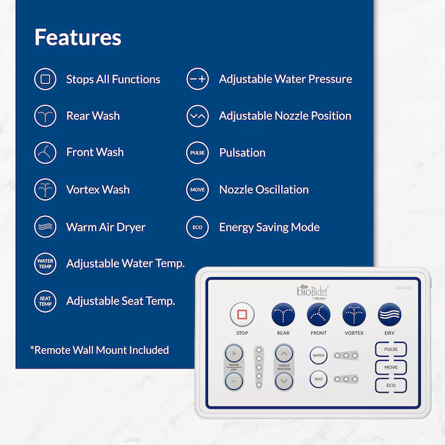 Bio Bidet BB-1000 Plastic White Round Slow Close Feature Heated Bidet Function Toilet Seat, BB1000R DRY  #5986418, Retail: $399.00, Final Price: $199.99 + Tax