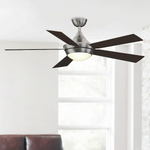 Fanimation Studio Collection Aire Drop 52-in Integrated LED Brushed Nickel with Dark Walnut/Gray Blades Ceiling Fan With Light - Remote Included (5-Blade), LP8068LBN  #0921295  #0921296  *JR2509, Retail: $198.00, FINAL PRICE: $109.99 + TAX