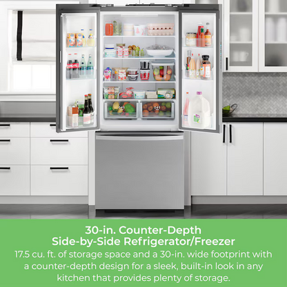 Kenmore Counter-Depth 17.5-cu ft French Door Refrigerator with Ice Maker (Stainless Steel) ENERGY STAR
